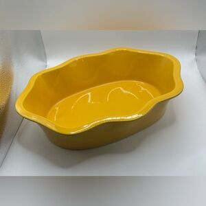 EUC BIA Cordon Bleu Yellow Ceramic Oval Scalloped Baking Dish